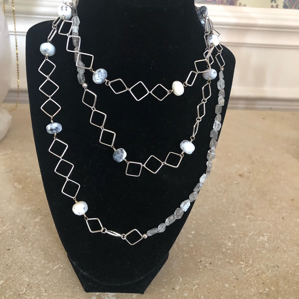 Onyx necklace and sterling silver chain